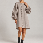 Helma Floral Cuff Dress - Gray