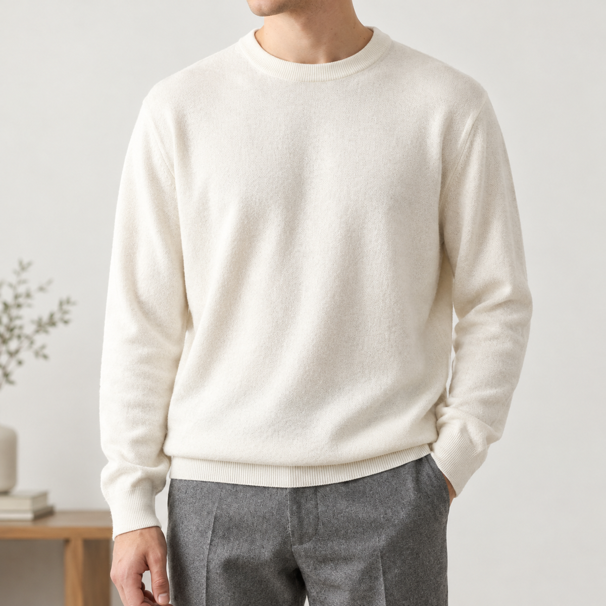 Aslak Crew Neck Sweater - White