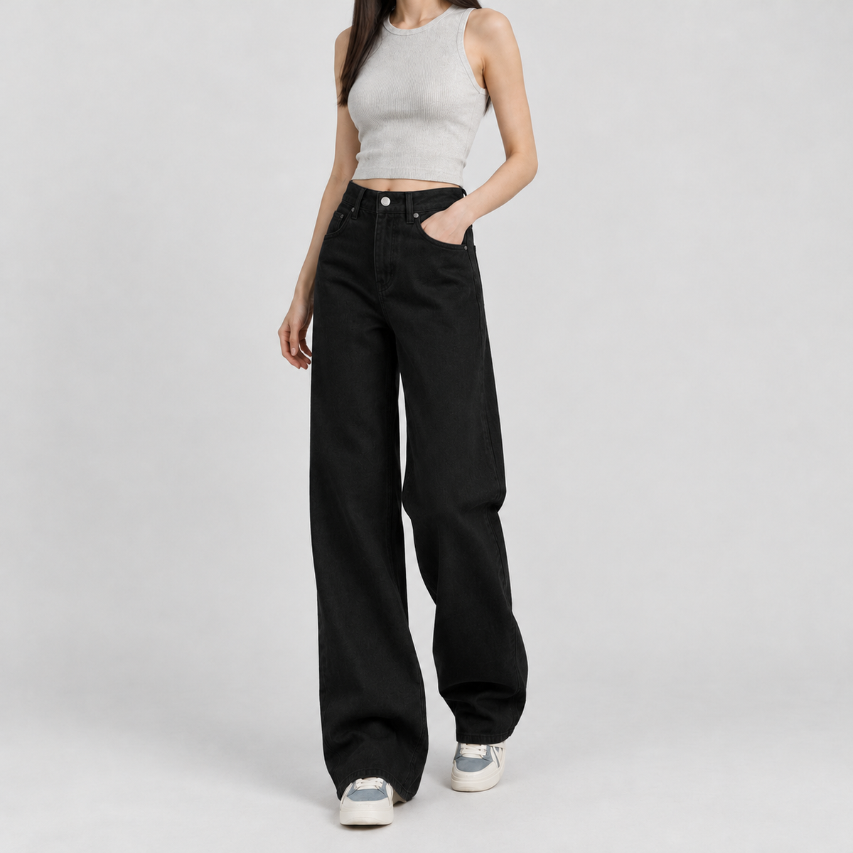 Francine Wide Leg Jeans - Black
