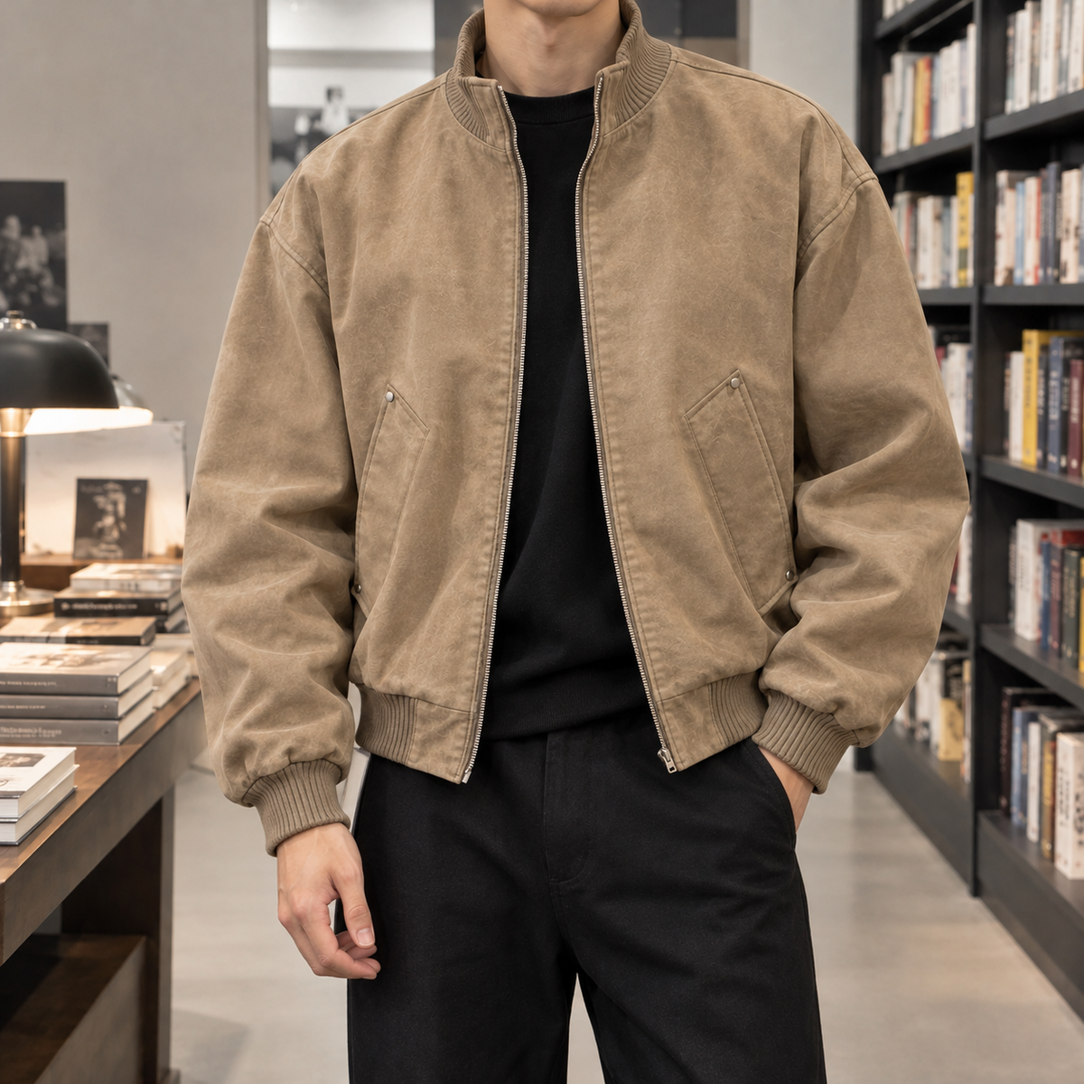 Arturo Stand Collar Jacket - Khaki