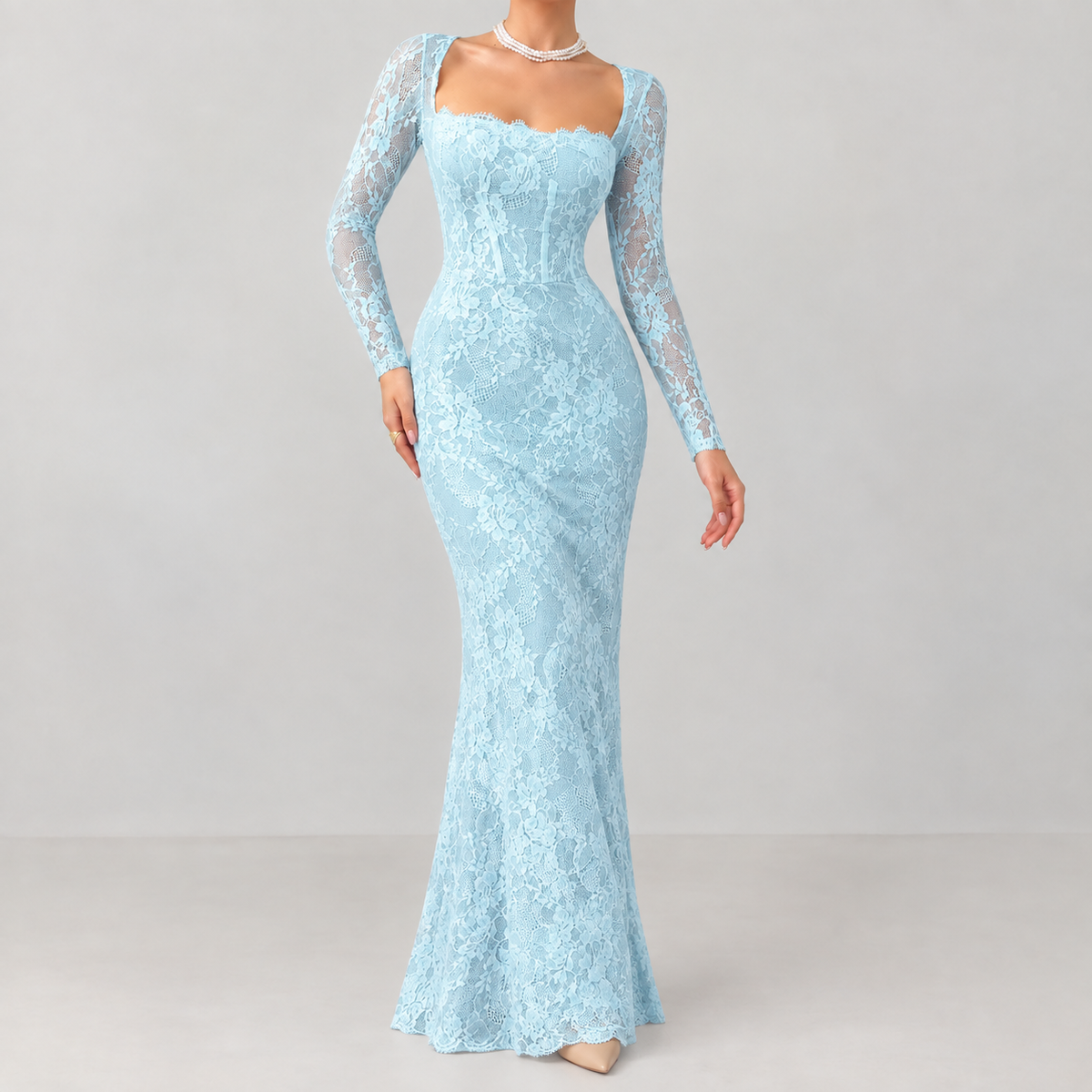 Perla Corset Maxi Dress - Blue