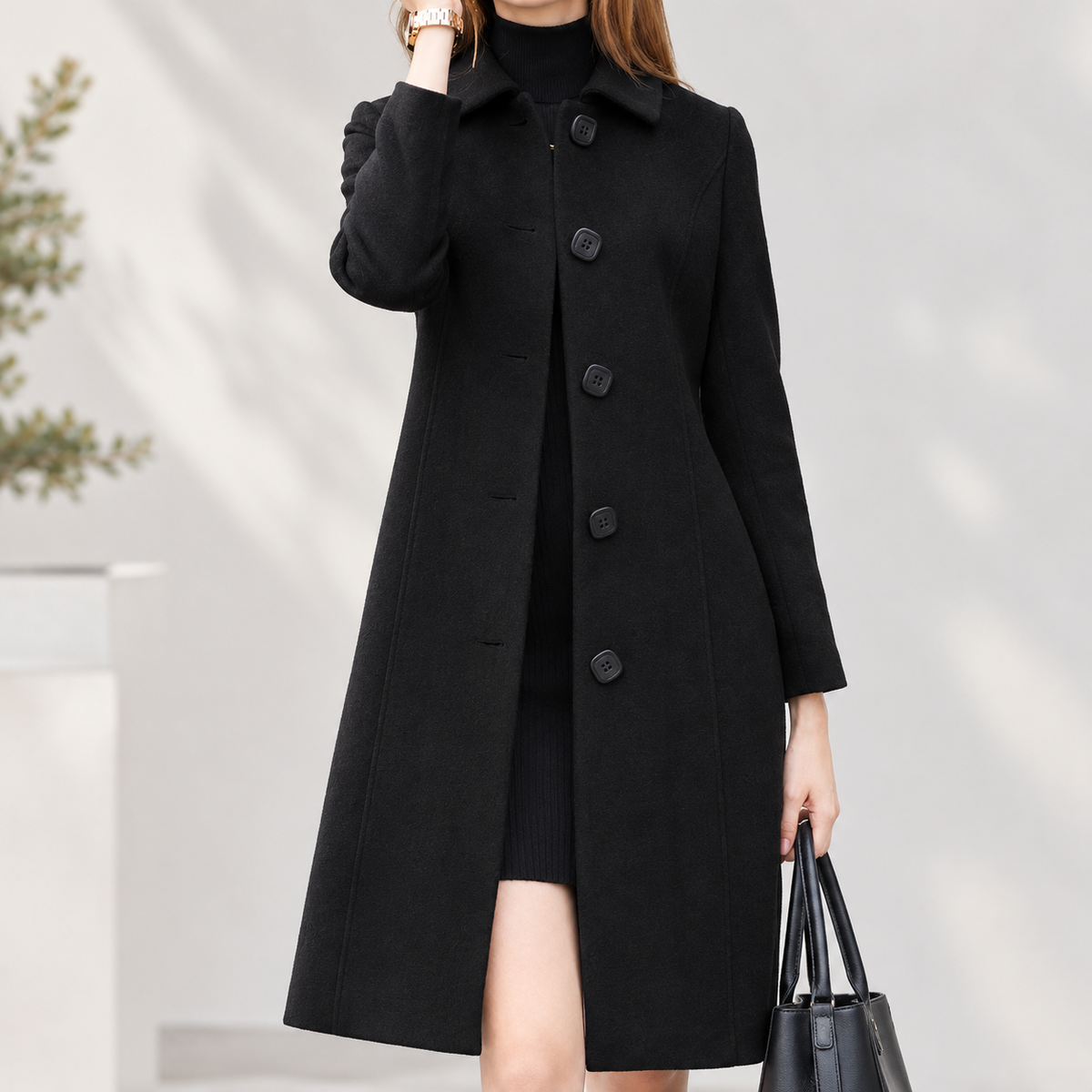 Fiorentina A Line Coat - Black Inside