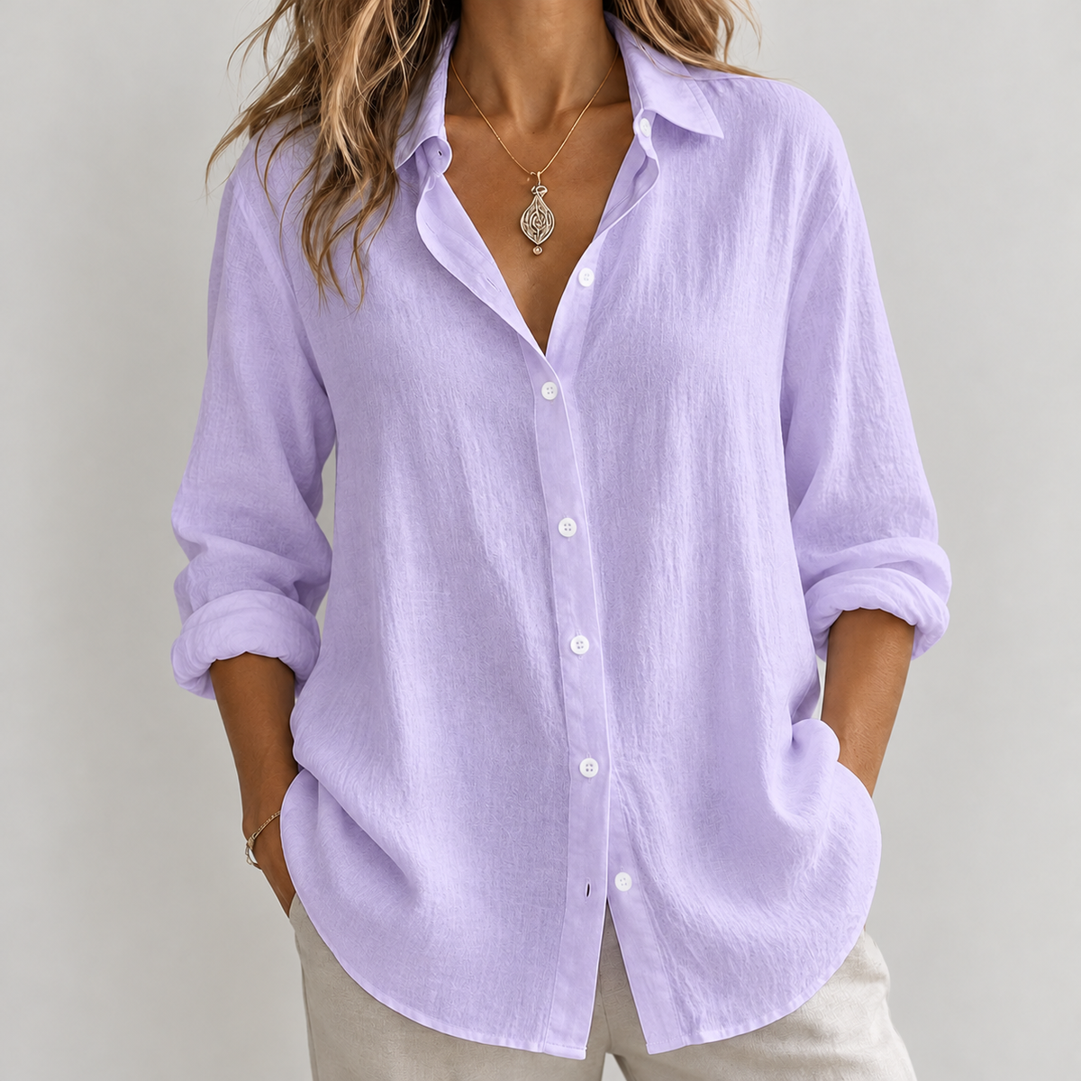 Wilhelmina Linen Blend Shirt - Light Purple