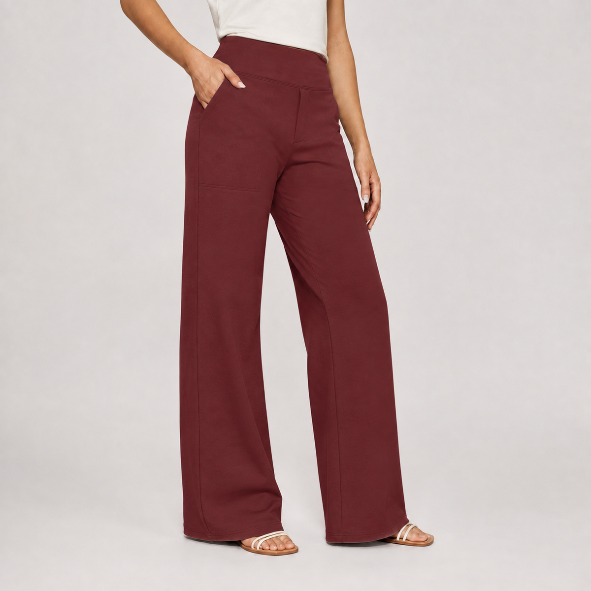Ludovica Wide Leg Pants - Wine Red