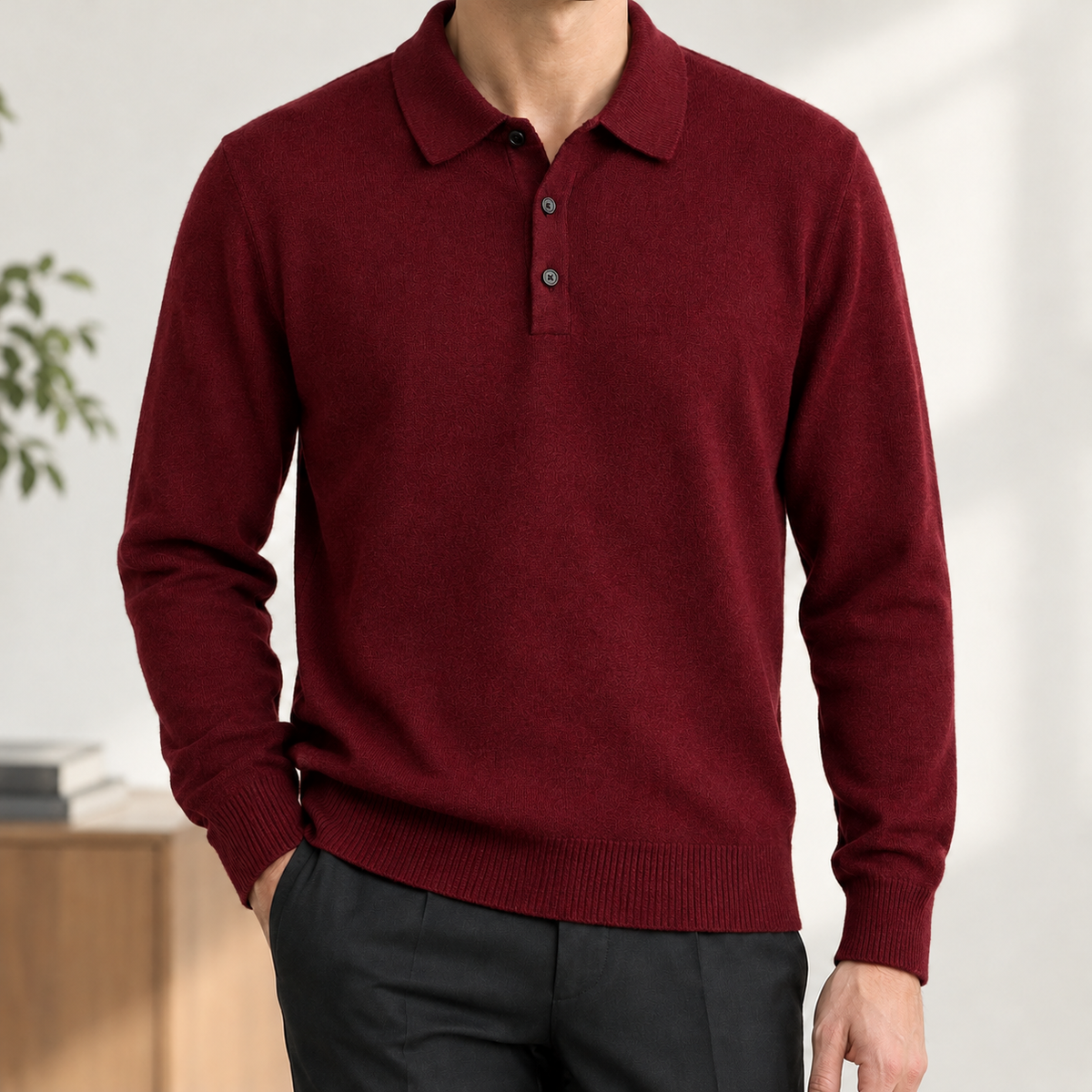Cirillo Polo Collar Sweater - Wine Red