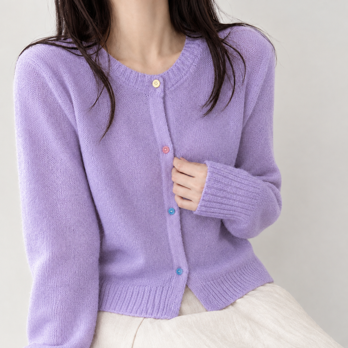 Katharina Cashmere Cardigan - Purple