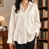 Francien Draped Satin Shirt - Champagne