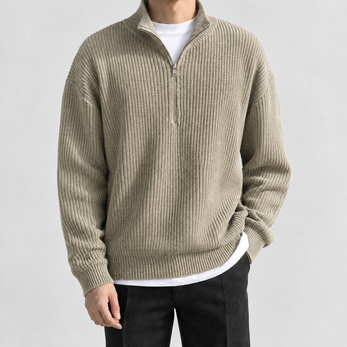 Igor Half Zip Sweater - Khaki