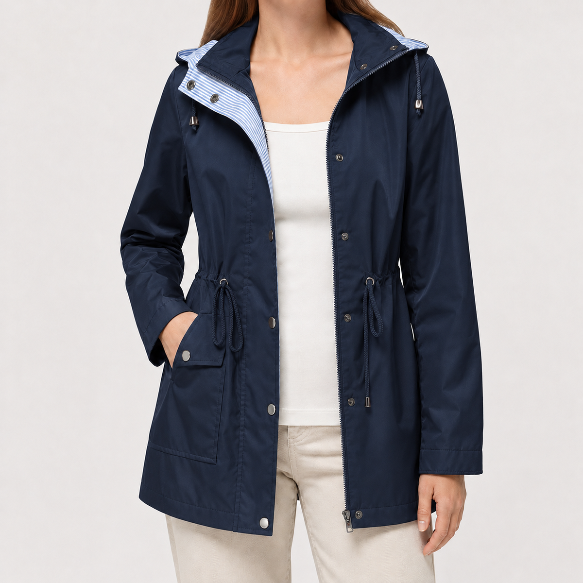 Elisabetta Hooded Jacket - Dark Blue