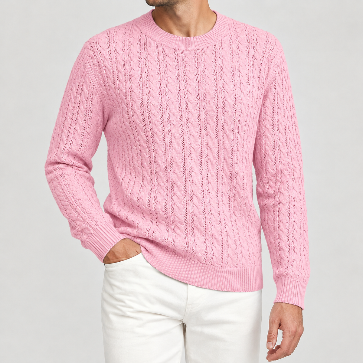 Salvador Cable Knit Sweater - Pink