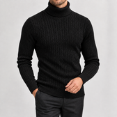 Thomas Cable Turtleneck - Black