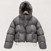 Consuelo Hooded Puffer Jacket - Dark Gray