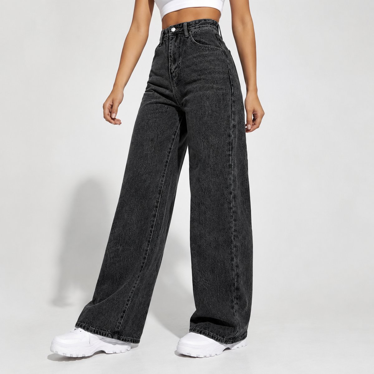 Briallen Wide Leg Jeans - Grey