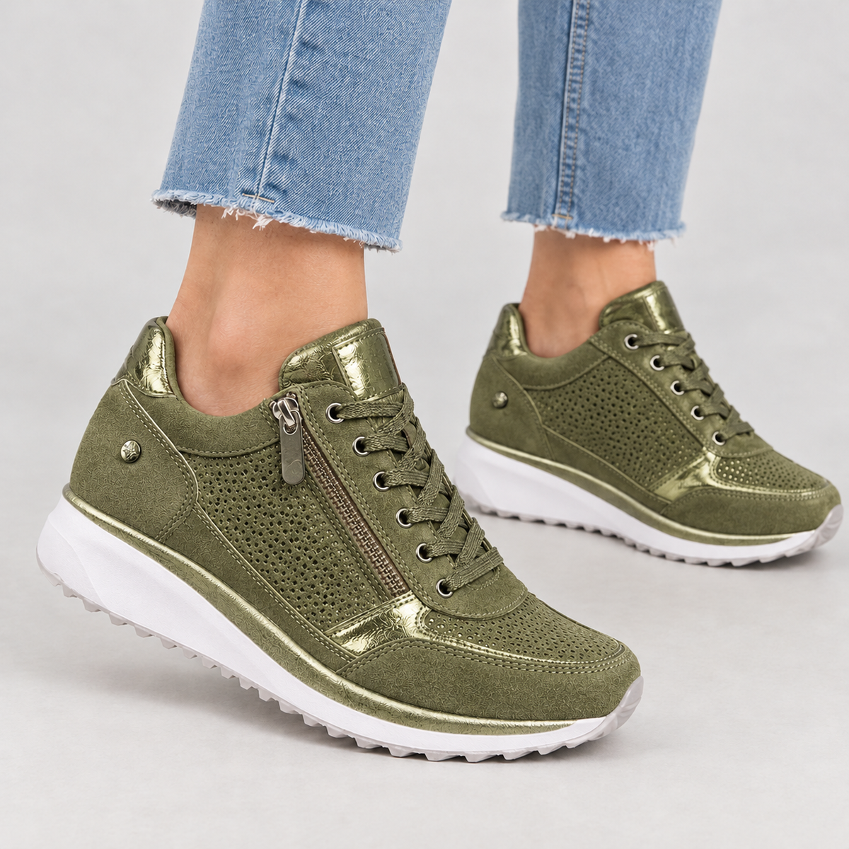 Gunnhild Zip Wedge Sneakers - Green