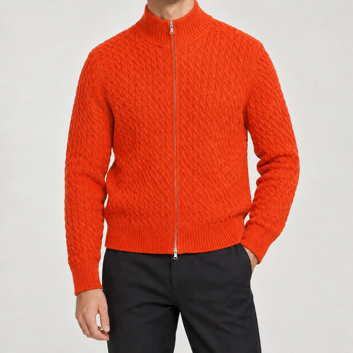 Arnt Cable Knit Sweater - Orange
