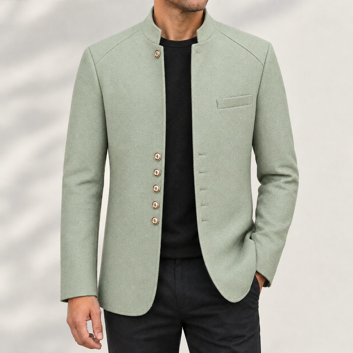 Brynjar Stand Collar Jacket - Grass Green