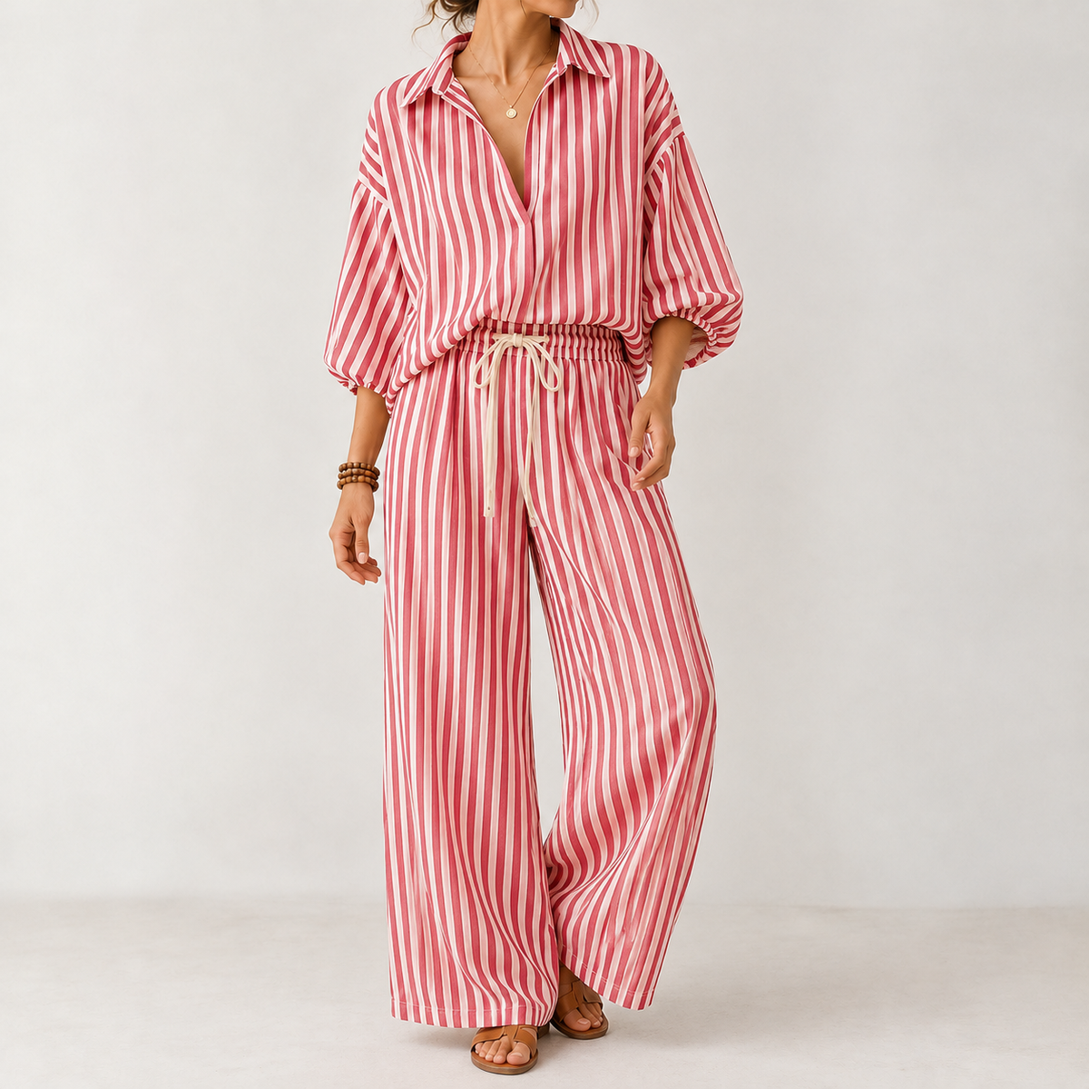 Elva Wide Leg Set - Red