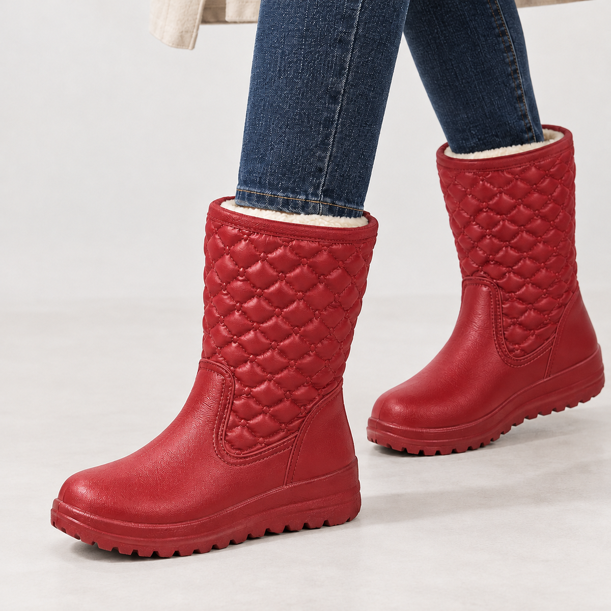 Filippina Quilted Snow Boots - Boots-red