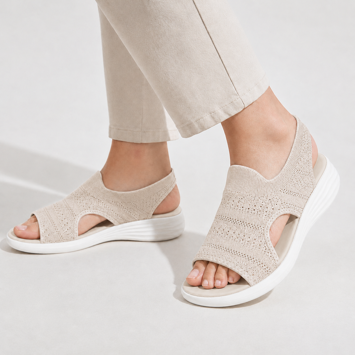 Gunilla Knit Platform Sandals - Apricot
