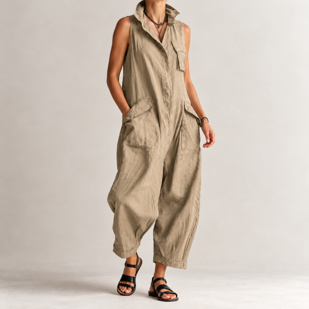 Pernille Wide Leg Jumpsuit - Khaki