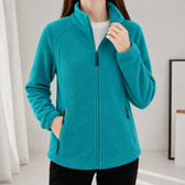 Noelle Stand Collar Fleece Jacket - Peacock Green