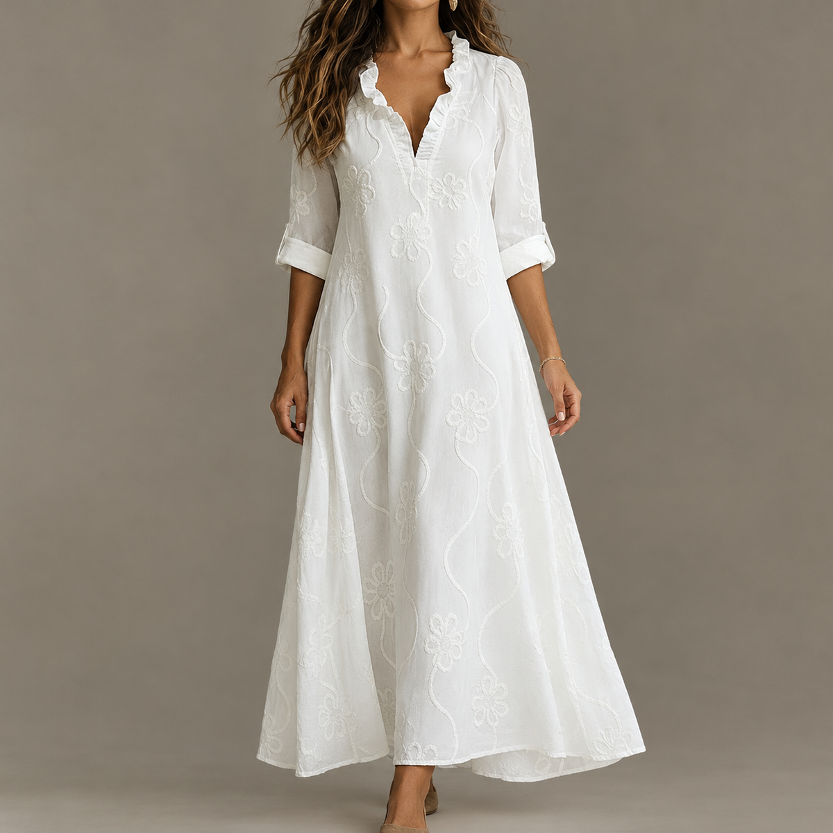Franca Embroidered Maxi Dress - White