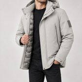Hubert Hooded Padded Jacket - Silver Gray