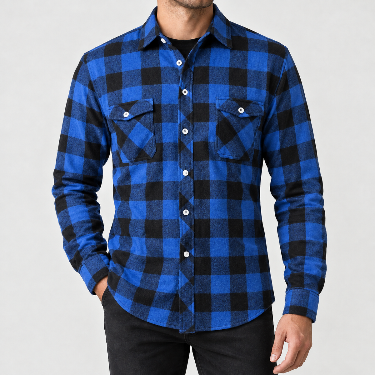 Ramon Brushed Overshirt - Dark Blue