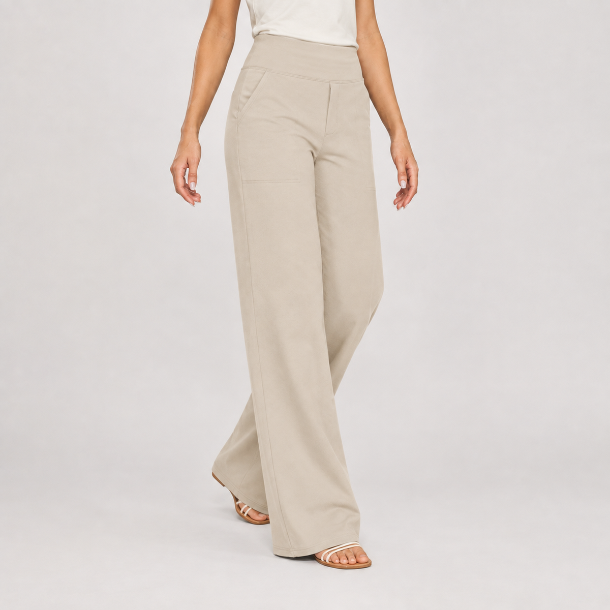 Ludovica Wide Leg Pants - Stone