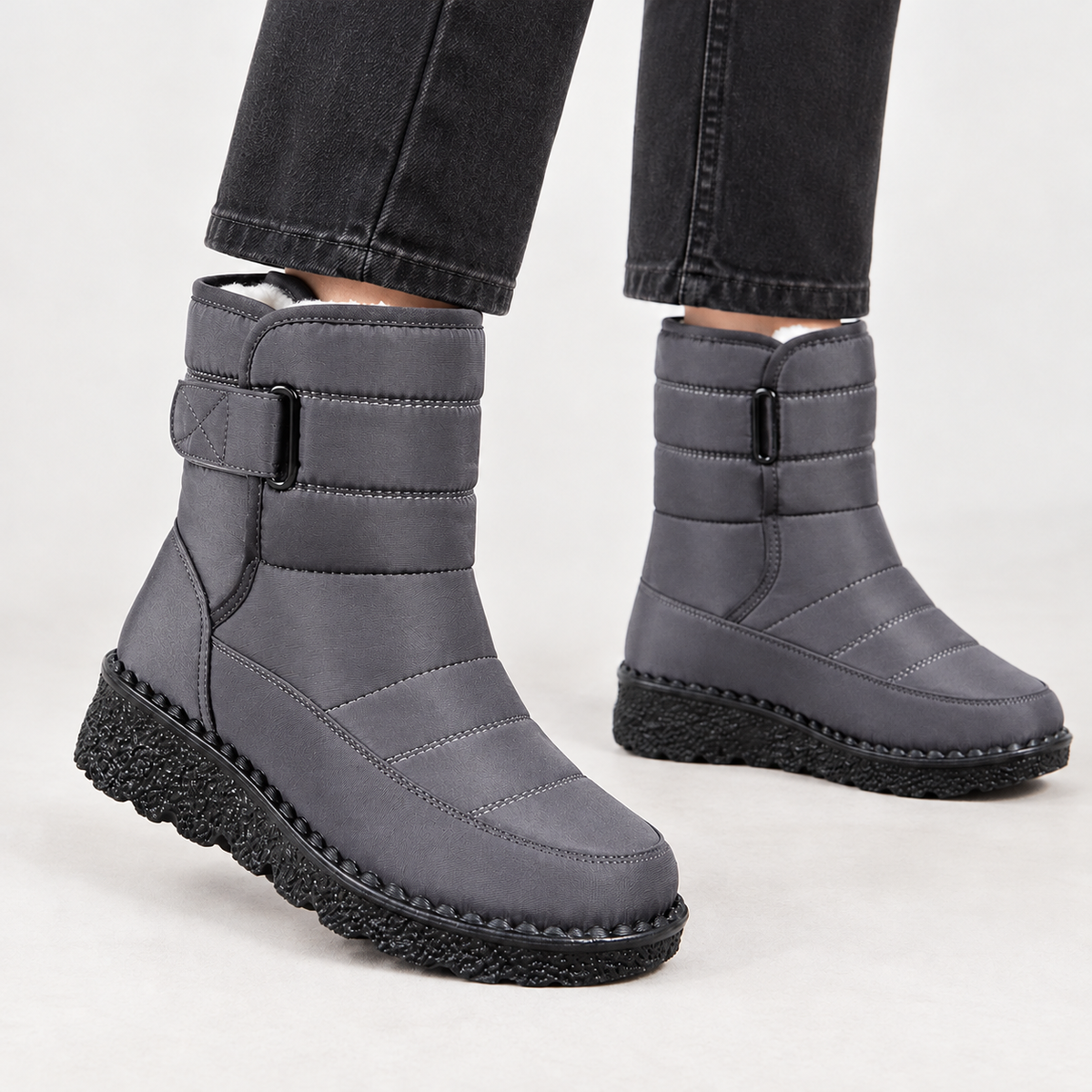Bodil Quilted Snow Boots - Gray