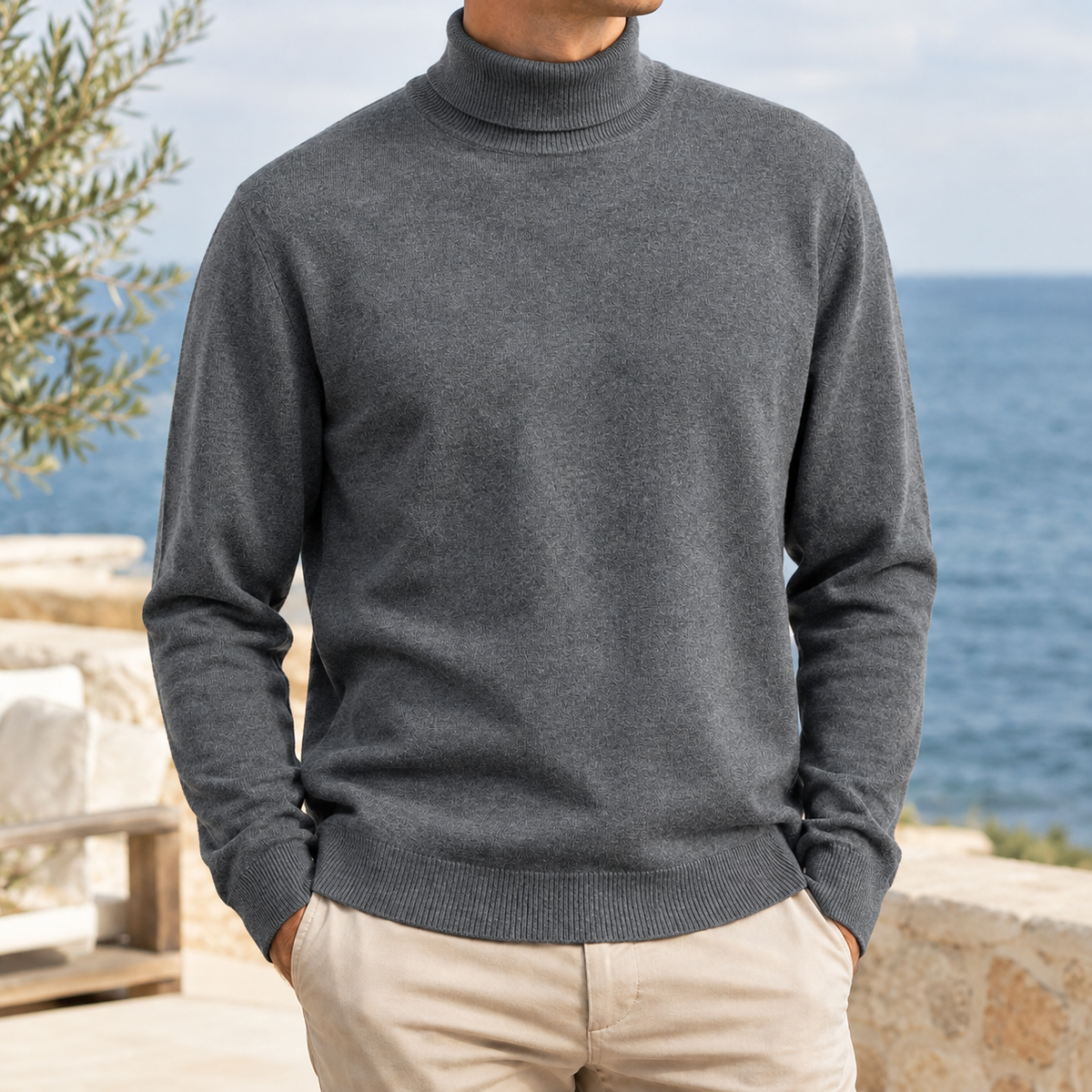 Luis Wool Turtleneck Sweater - Medium Gray