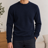 Benedikt Crew Neck Sweater - Navy Blue