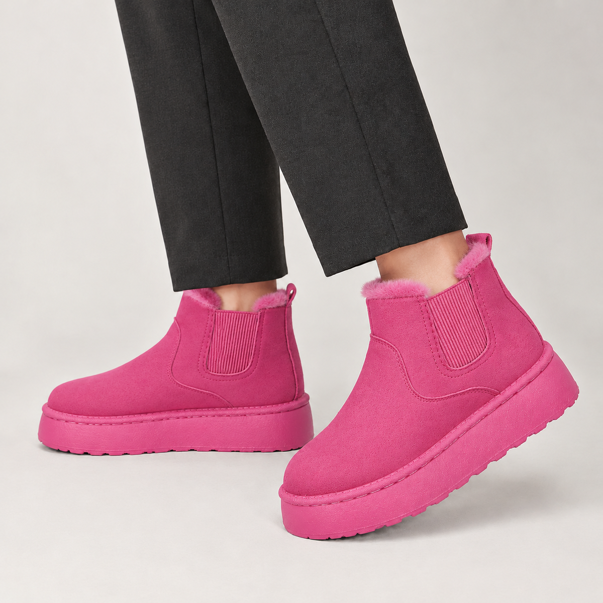 Aage Fleece Chelsea Boots - Rose Red