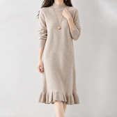 Beatriz Ruffle Hem Knit Dress - Milk Camel