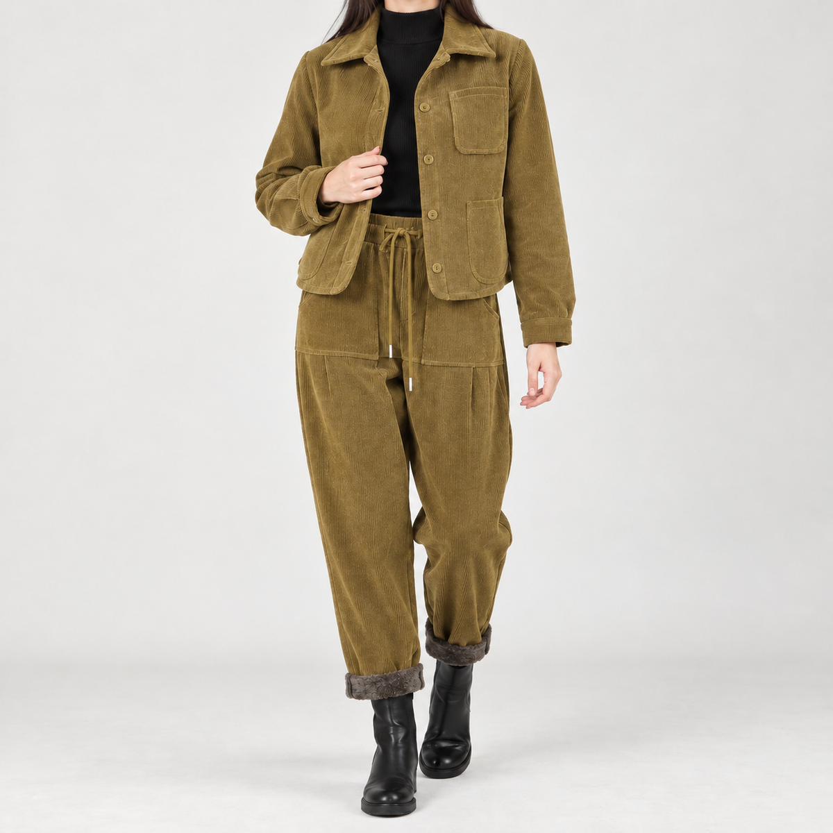 Margherita Corduroy Two Piece Set - Mustard Yellow