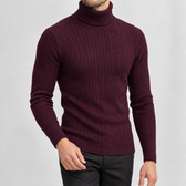 Thomas Cable Turtleneck - Wine Red