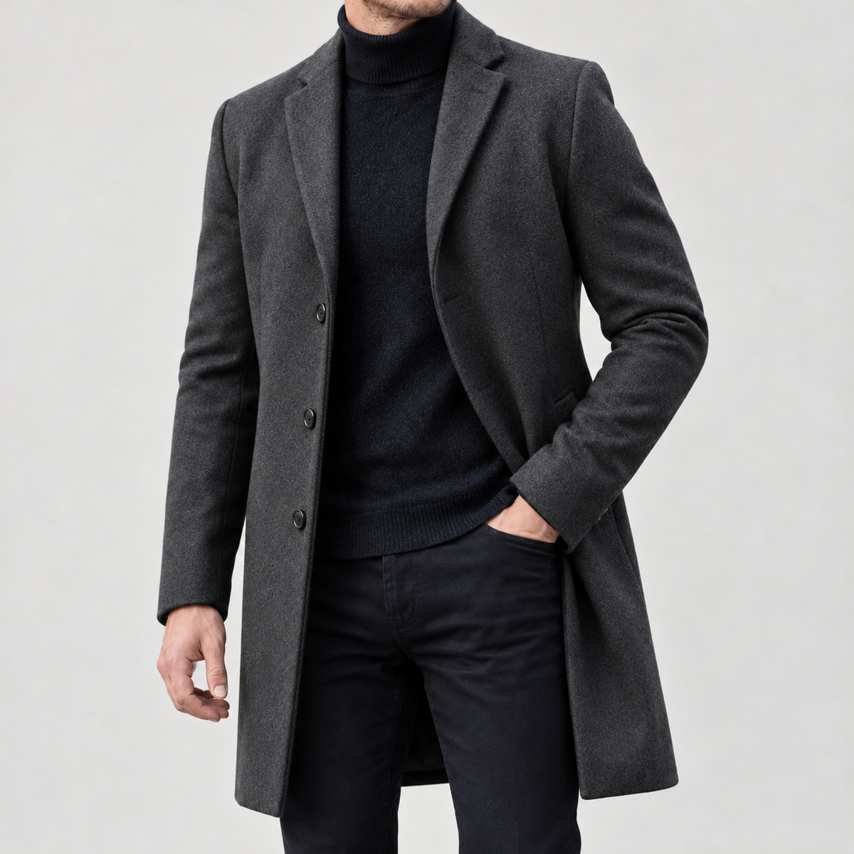 Bjarte Tailored Wool Coat - Dark Gray