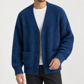 Nico Ribbed Cardigan - Navy Blue