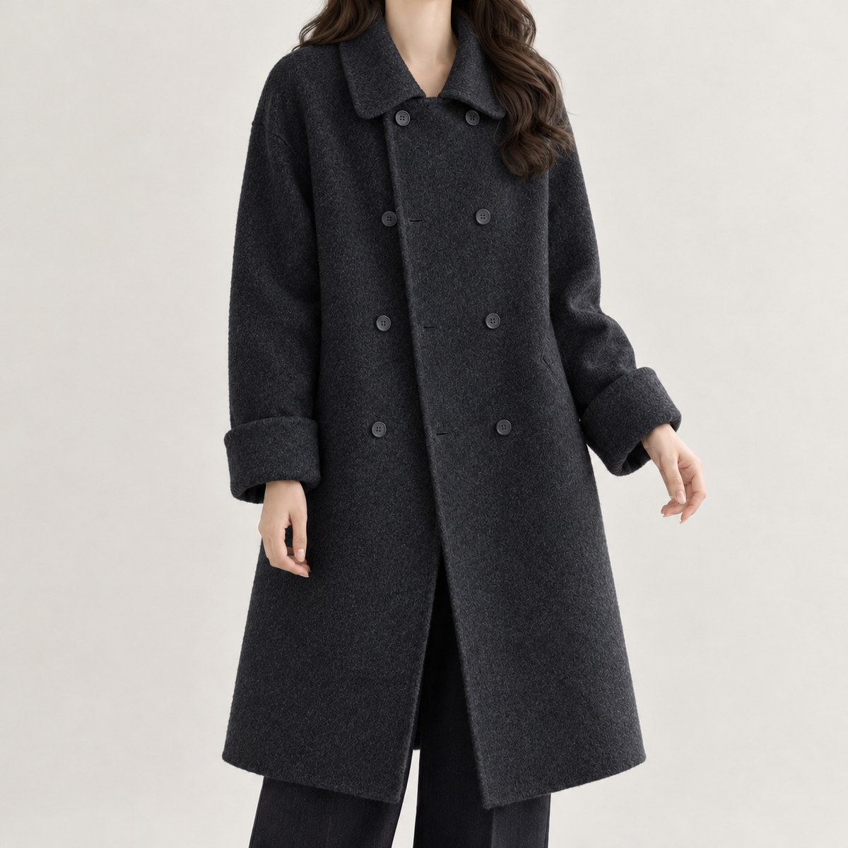 Lys Double Breasted Coat - Carbon Black