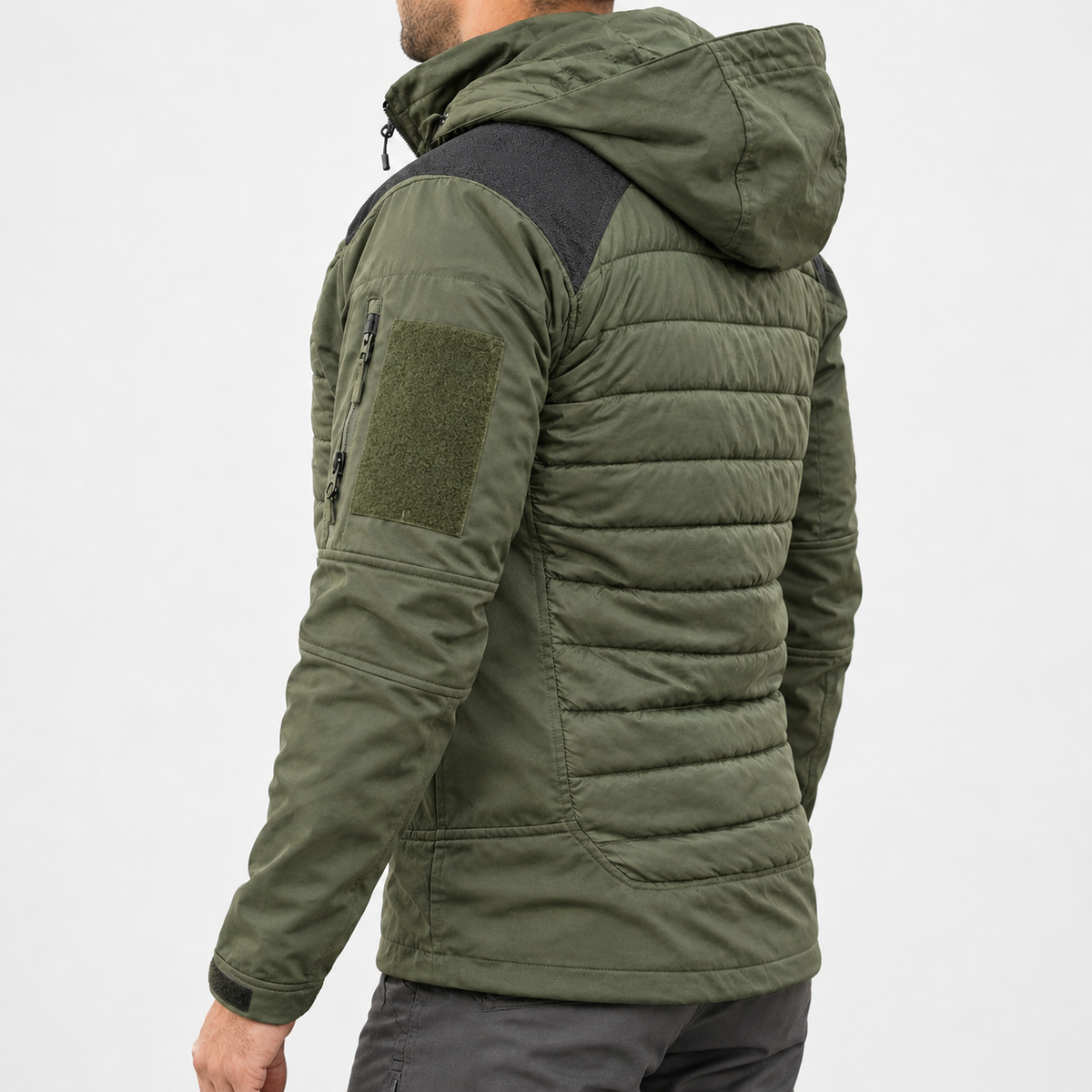 Franco Quilted Utility Jacket - Army Green
