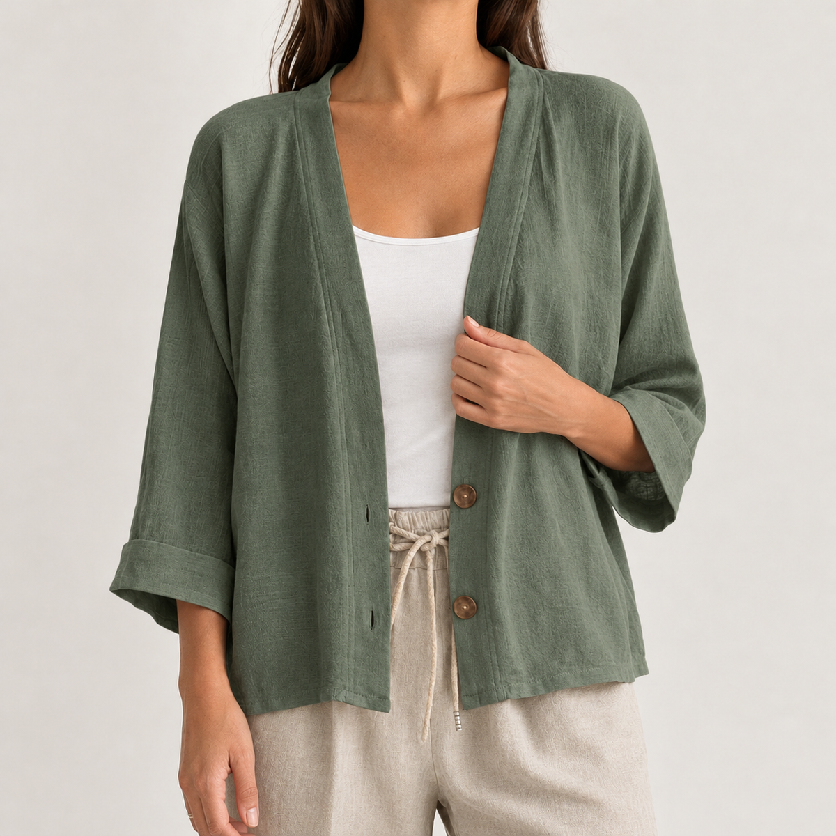 Calixte Relaxed Cardigan - Olive Green