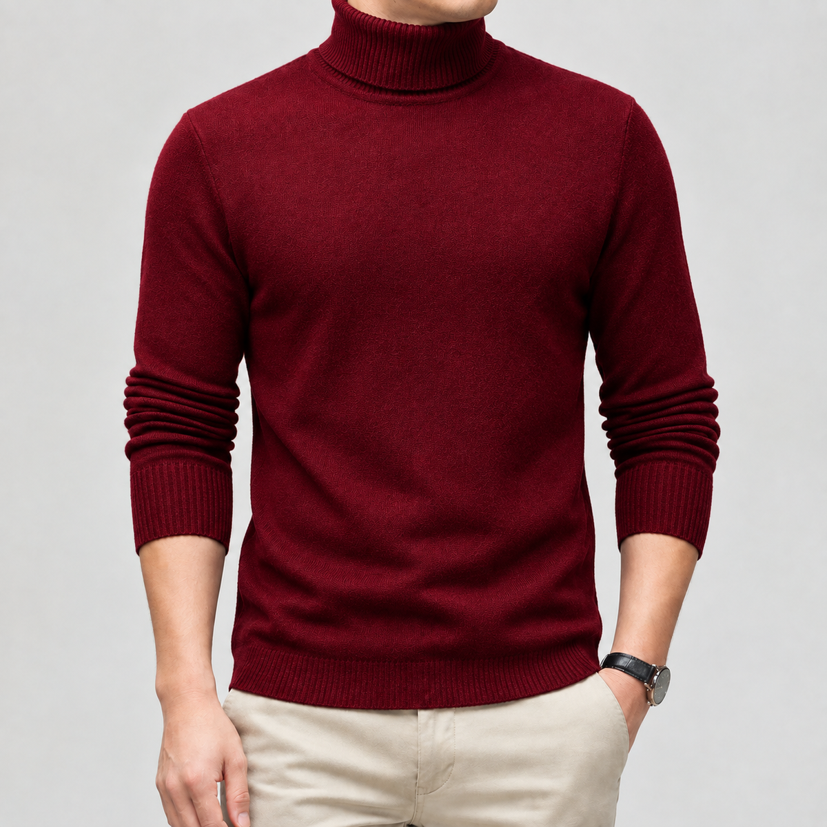 Odilon Slim Turtleneck - Wine Red