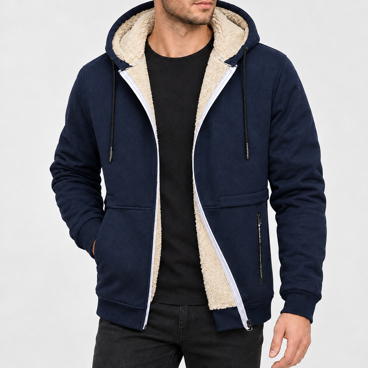 Anker Pile Lined Jacket - Navy Blue