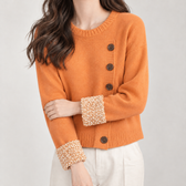 Margrit Button Front Cardigan - Orange