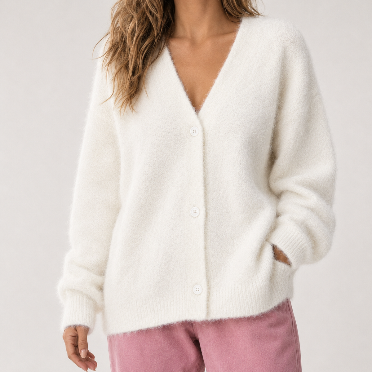 Armida V Neck Cardigan - Off White