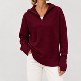 Iselin Half Zip Sweater - Burgundy