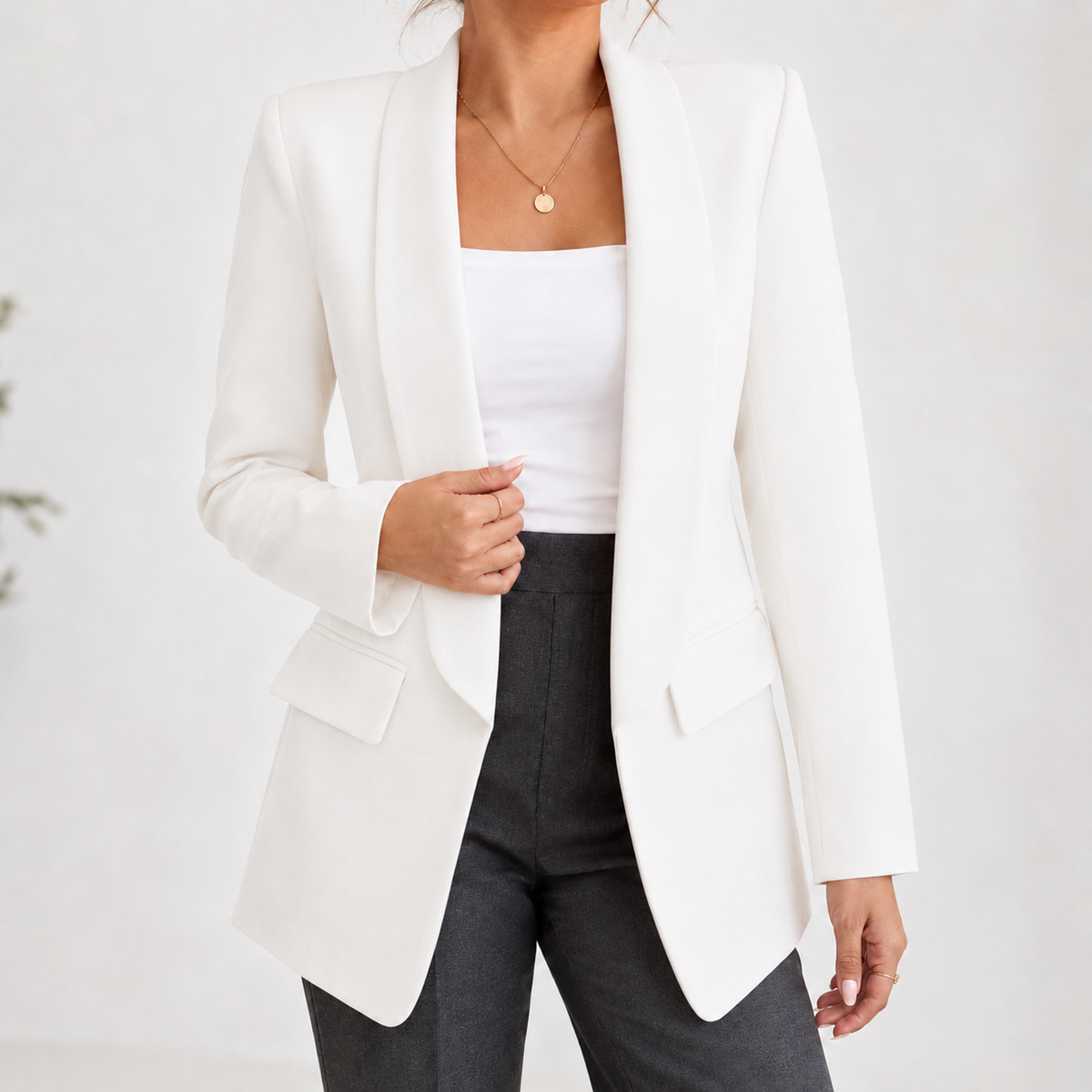 Paige Shawl Lapel Blazer - White