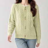 Bjarney Cable Knit Cardigan - Green