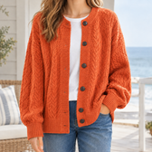 Althea Cable Knit Cardigan - Orange