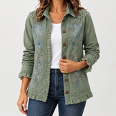 Bella Embroidered Jacket - Green